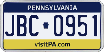 PA license plate JBC0951