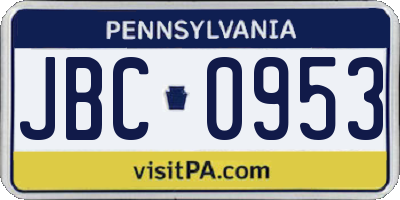 PA license plate JBC0953