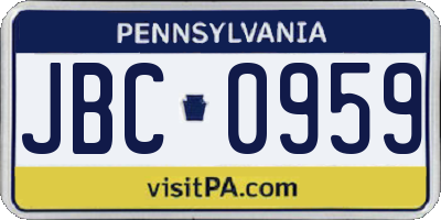 PA license plate JBC0959
