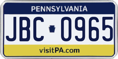 PA license plate JBC0965