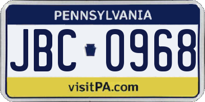 PA license plate JBC0968