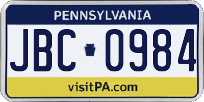 PA license plate JBC0984