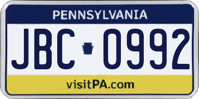 PA license plate JBC0992