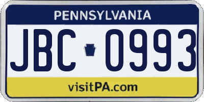 PA license plate JBC0993