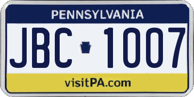 PA license plate JBC1007