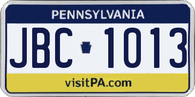 PA license plate JBC1013