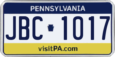 PA license plate JBC1017