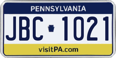 PA license plate JBC1021