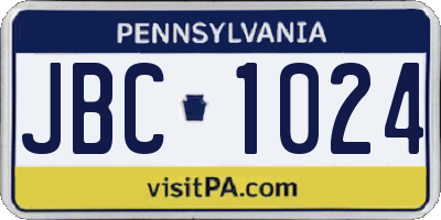PA license plate JBC1024
