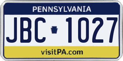 PA license plate JBC1027
