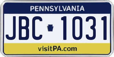 PA license plate JBC1031
