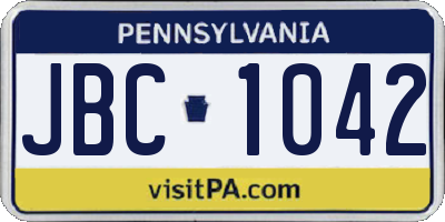 PA license plate JBC1042