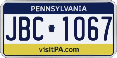 PA license plate JBC1067