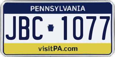 PA license plate JBC1077