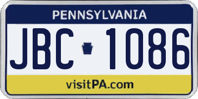 PA license plate JBC1086