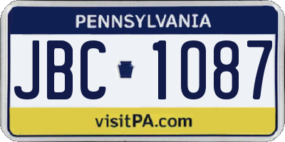 PA license plate JBC1087