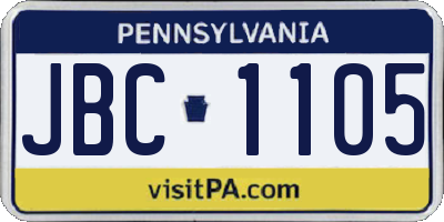 PA license plate JBC1105