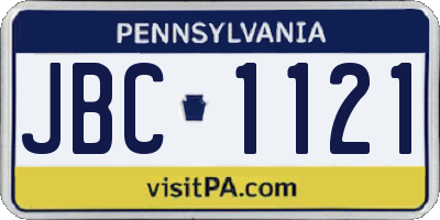 PA license plate JBC1121