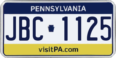 PA license plate JBC1125