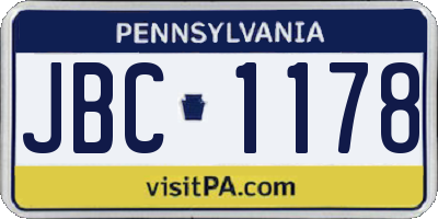 PA license plate JBC1178