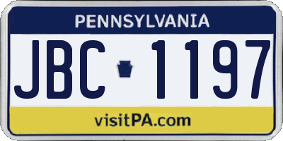 PA license plate JBC1197