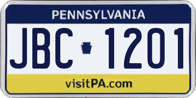 PA license plate JBC1201
