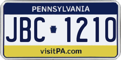 PA license plate JBC1210