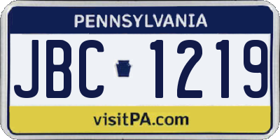 PA license plate JBC1219