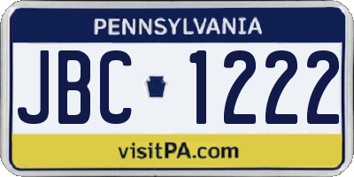 PA license plate JBC1222