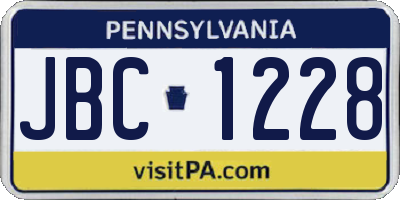 PA license plate JBC1228