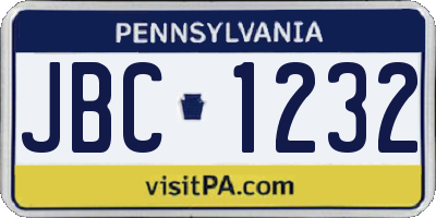 PA license plate JBC1232