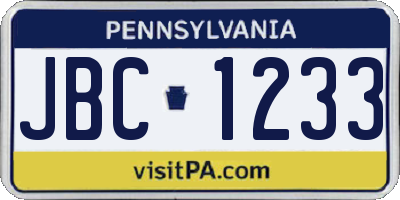 PA license plate JBC1233