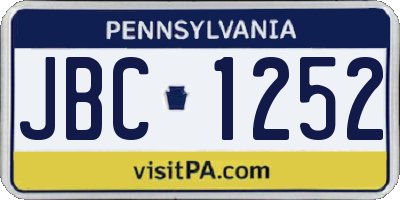 PA license plate JBC1252