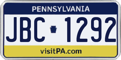 PA license plate JBC1292