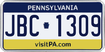 PA license plate JBC1309