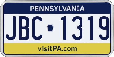 PA license plate JBC1319