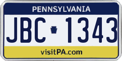 PA license plate JBC1343