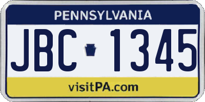 PA license plate JBC1345