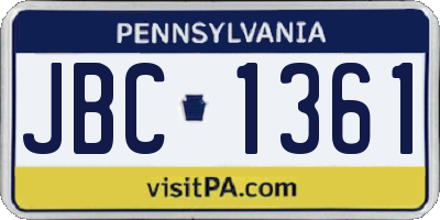 PA license plate JBC1361