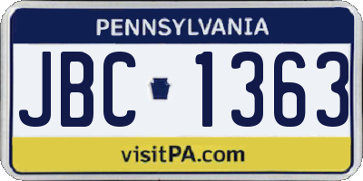PA license plate JBC1363