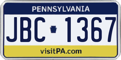 PA license plate JBC1367