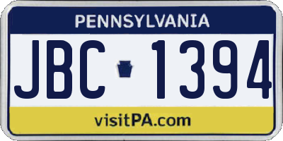 PA license plate JBC1394