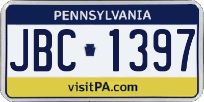 PA license plate JBC1397