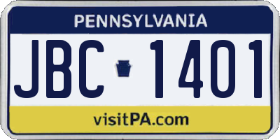 PA license plate JBC1401