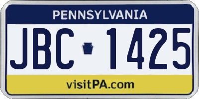 PA license plate JBC1425