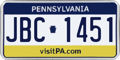 PA license plate JBC1451