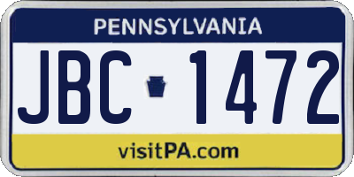 PA license plate JBC1472