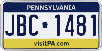 PA license plate JBC1481