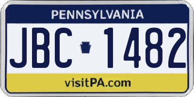 PA license plate JBC1482
