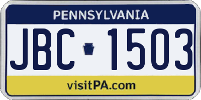 PA license plate JBC1503